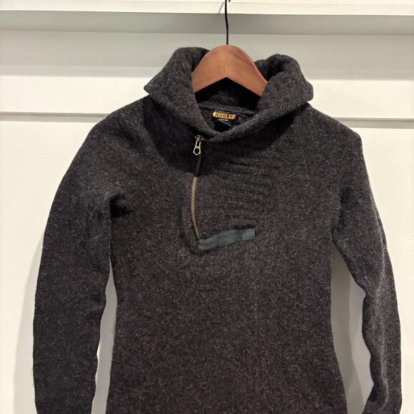 Ralph Lauren Rugby Wool Sweater Dress Small Charcoal Gray Funnel Neck Bodycon - Picture 3 of 15